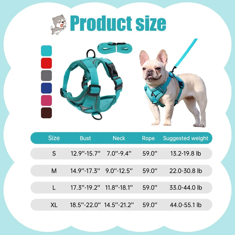 

Pet Reflective Nylon Dog Harness No Pull Adjustable Medium Large Naughty Dog Vest Safety Vehicular Lead Walking Running