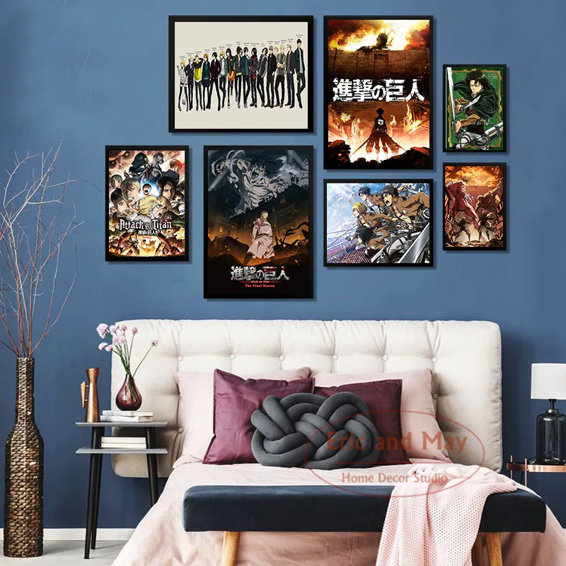 

Плакат из японского аниме «атака на Титанов», популярные постеры и принты на холсте, картины на стену, украшение в скандинавском стиле, дома...