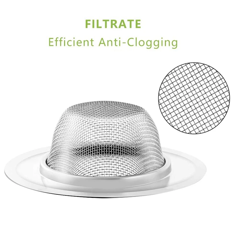 

4Pcs Kitchen Sink Stopper Stainless Steel, Mesh Sink Drain Strainer, Wide Rim 4.5Inch Diameter (Silver with Stopper)