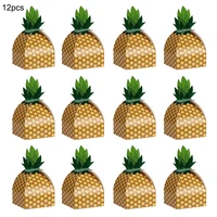 12pcs paper pineapple candy bag gift box hawaii birthday wedding favors souvenir summer table party decoration