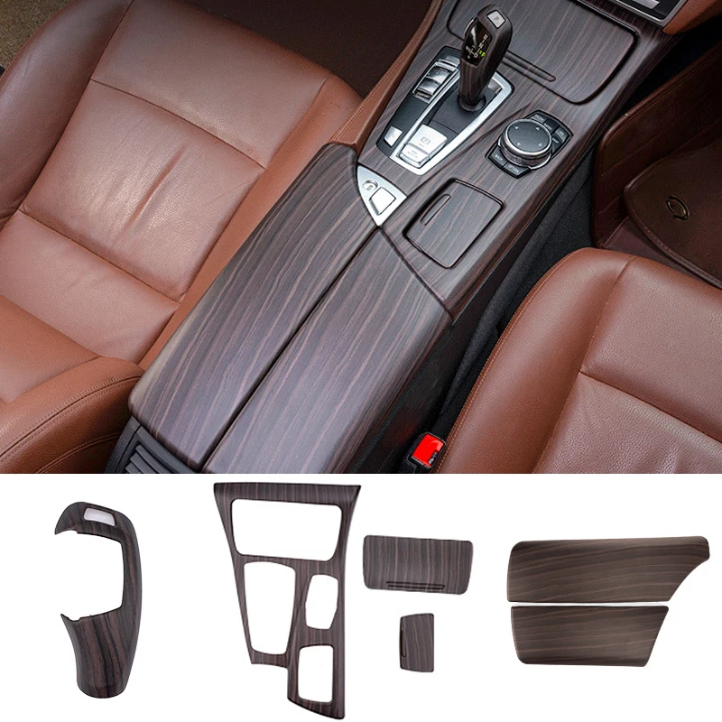 

Wood Color Armrest Box Gearshift Cover Multimedia Panel Decorative Frame Trim For BMW F18 F10 2014 - 2017 iInterior Replace Suit