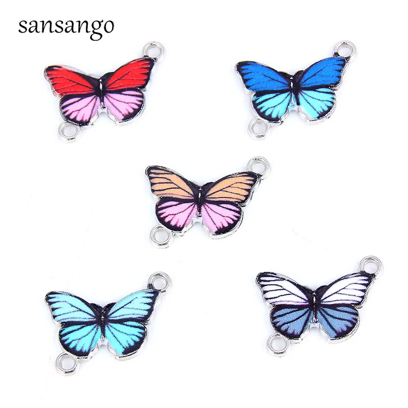10 шт. смешанные цвета эмаль капля масло милая бабочка очаровательные соединители