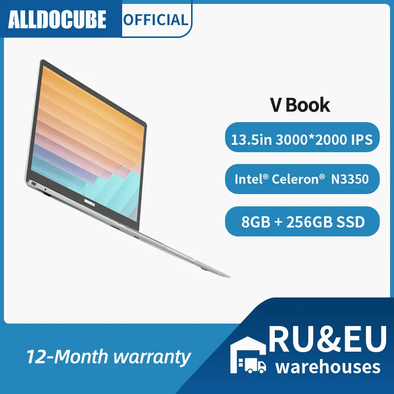 ALLDOCUBE VBook 13.5 inch Notebook Intel Apollo Lake Processor 8GB RAM 256GB SSD Windows10 Laptop 3000*2000 IPS