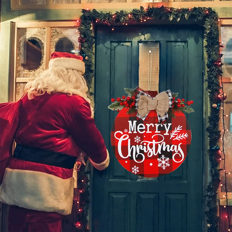 Colgante de puerta de Navidad, guirnalda de bienvenida para casa, decoraci&oacute;n de Navidad, lugar, colgante, list&oacute;n, adornos de corona-2