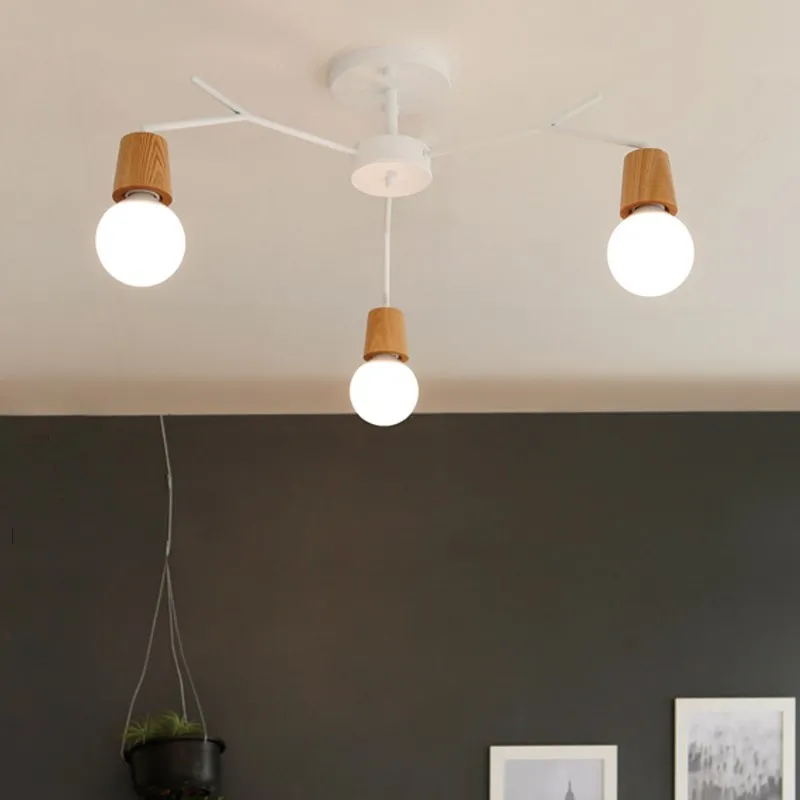 Деревянный светодиодный потолочный светильник E27 современный для гостиной
