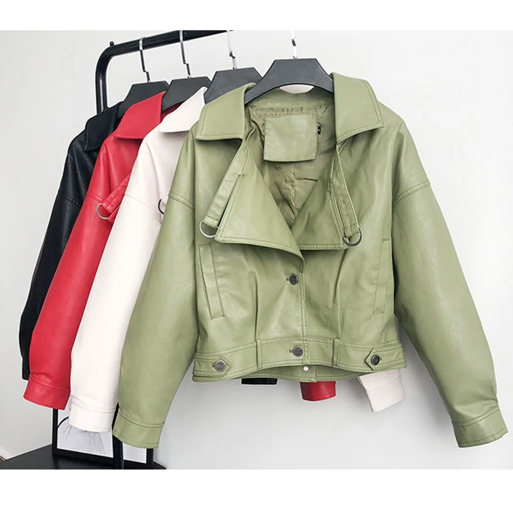 Женская мотоциклетная куртка из искусственной кожи тонкая мягкой на молнии с