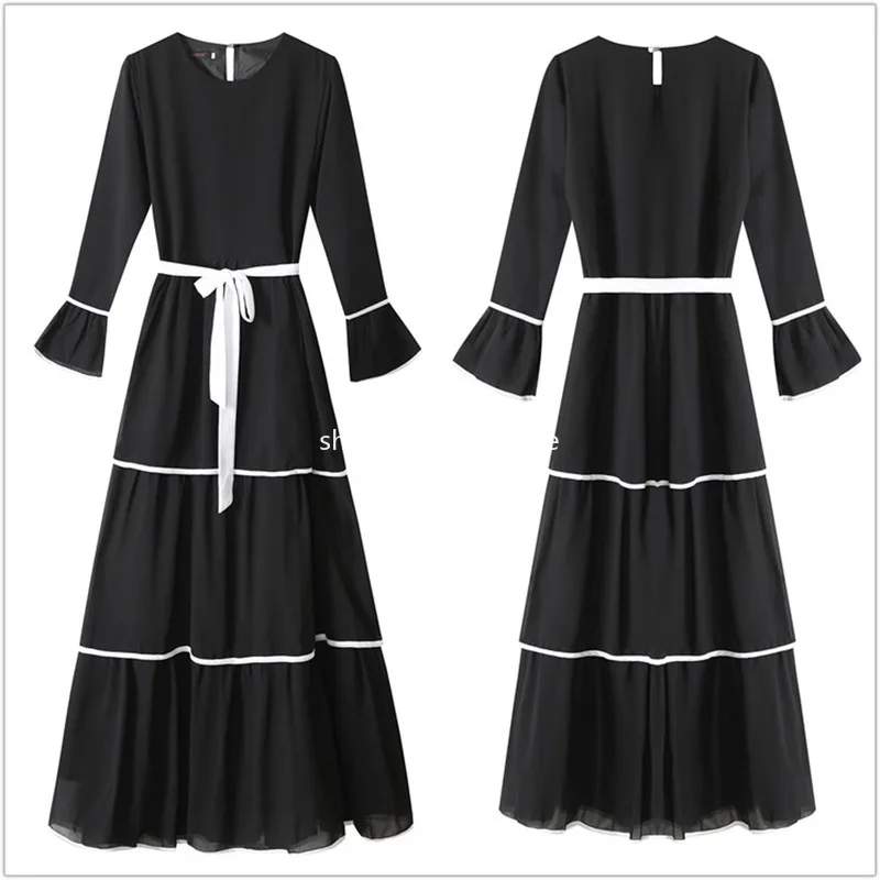 Muslim Dress Women Dubai Abaya Ruffles Fashion Full Sleeve Casual New Ladies Islamic Clothes Moroccan Kaftan Long Maxi Dresses |