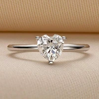 trendy 1 carat d color heart moissanite engagement ring women jewelry white gold plated 925 sterling silver gra moissanite rings