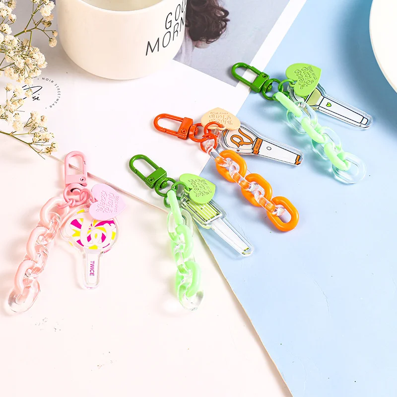 

1pcs Kpop Enhypen Keychain Kawaii NCT TWICE IU MAMAMOO BUTTER key chain Cute Mini Lightstick Pendant