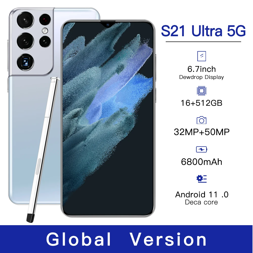 

Snapdragon888 Smartphone S21 Ultra 5G Newest 6.7Inch HD Screen S21 Ultra Mobile Phone Global Version SANSUMG GALAX Cellphone