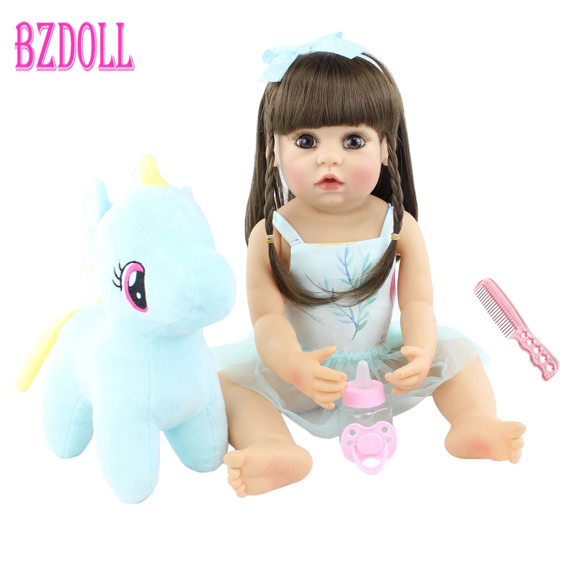 

55 CM Full Silicone Reborn Baby Girl Doll Toy Newborn Princess Toddler Alive Babies Bebe Classic Boneca Bathe Toy Birthday Gift