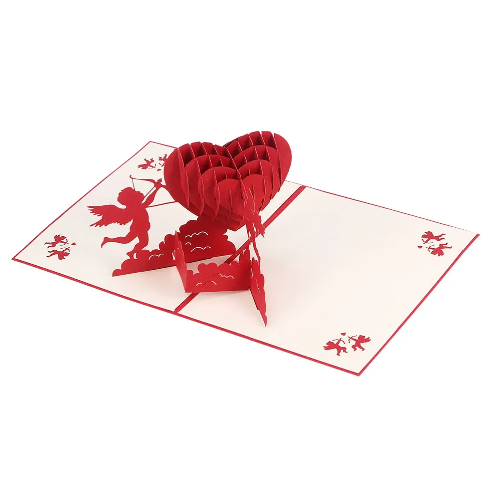 

1pc 3D Heart Shape Greeting Cards Romantic Love Blessing Cards Chic Gift Cards