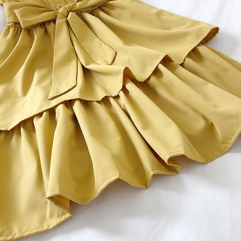 2020 шифоновые платья Vestidos с симпатичным бантом в Корейском стиле Сезон весна-лето