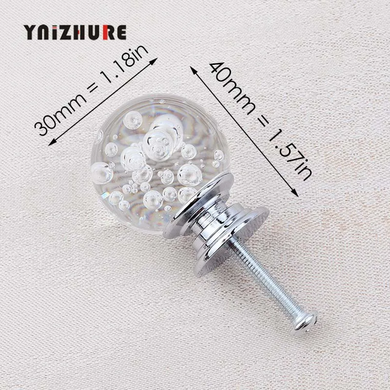 30mm Bubble Silver YNIZHURE Алмазная форма Хрустальные стеклянные ручки для шкафа ручки для выдвижных ящиков кухонный шкаф ручки оборудование для обработки мебели - Цвет: 30mm Bubble Silver