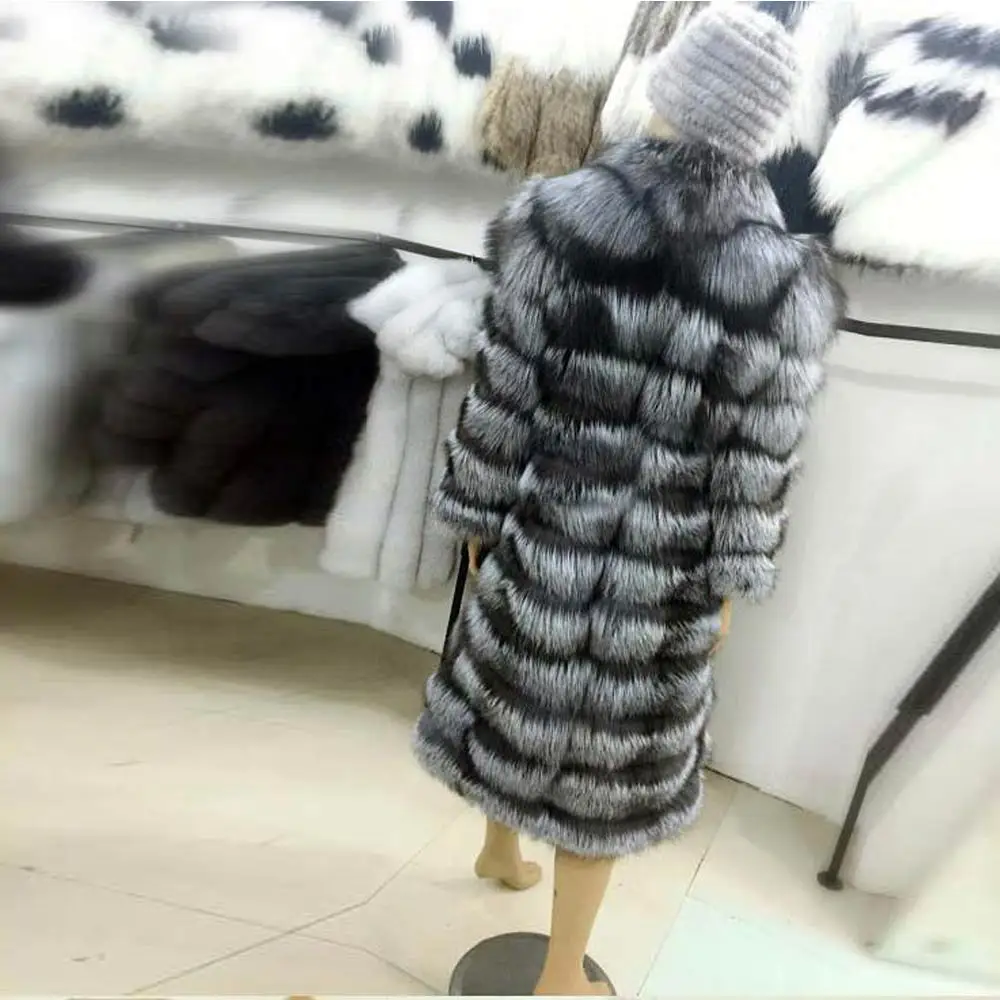 Женские меховые пальто из натурального меха, зимняя куртка для женщин, шуба из лисьего меха, шуба из натуральной кожи, длинное пальто, новое поступление