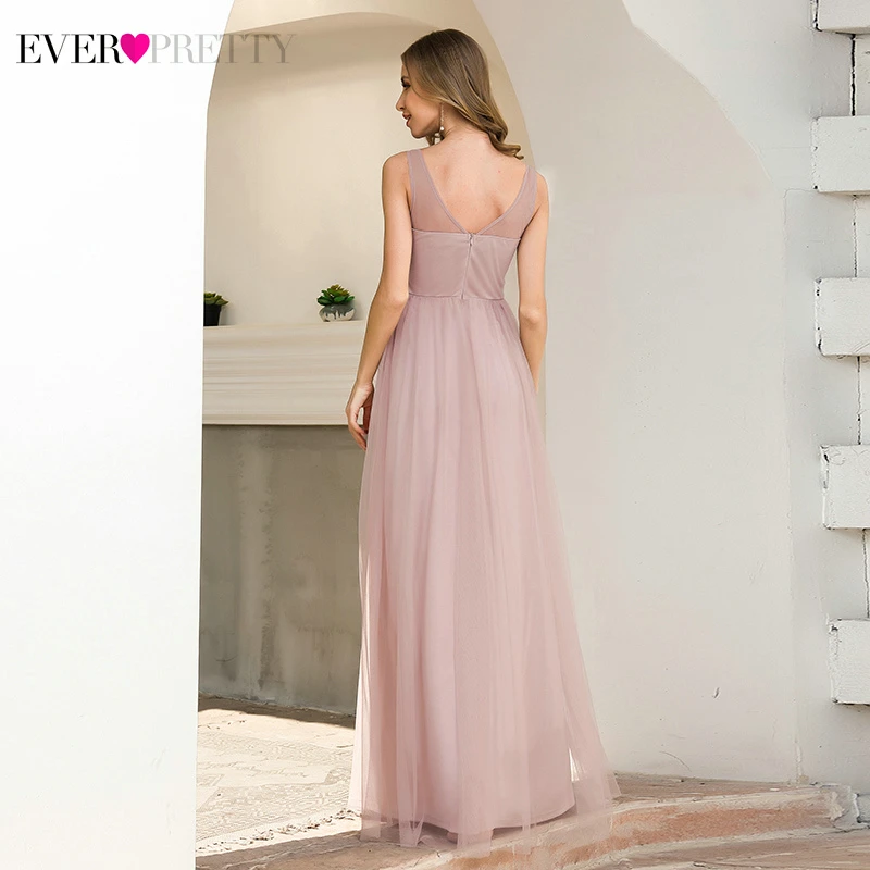 Элегантные розовые платья выпускного вечера Ever Pretty A Line Doube V образный вырез с