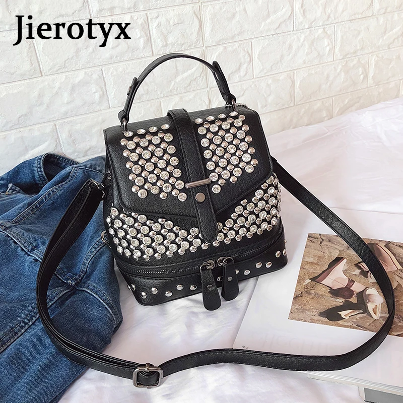 JIEROTYX, Новое поступление, элегантный дизайн, из искусственной кожи, женская модная сумка на плечо с бриллиантами для девочек, Повседневная дорожная женская школьная сумка