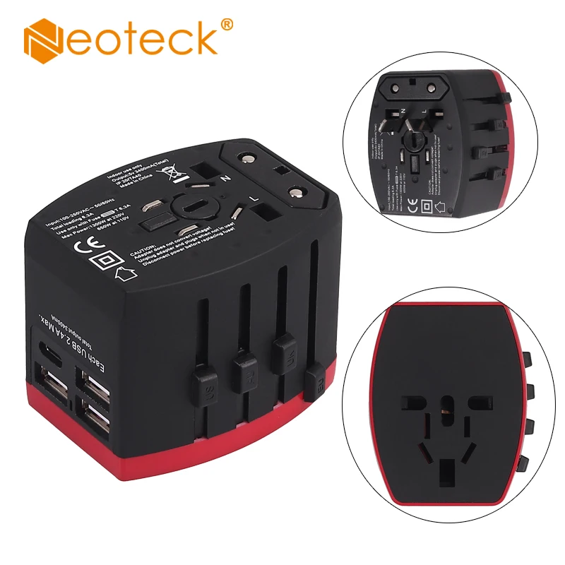 Универсальный дорожный адаптер Neoteck зарядное устройство с несколькими вилками 3