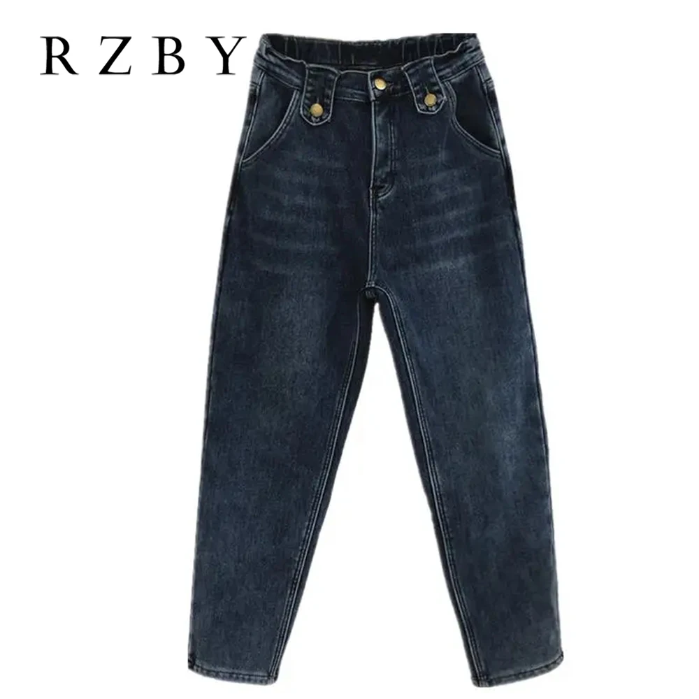 

2024 Winter джинсы женские Velveteen Women Thick Jeans Fashion Pantalones De Mujer Warm Casual Denim Pants RZBY620