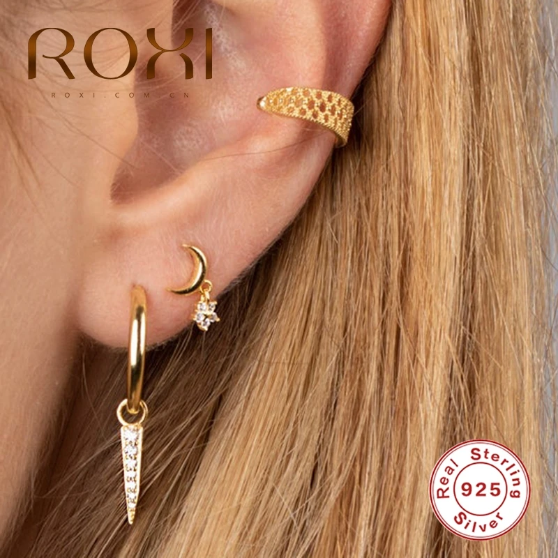 Женские серьги-гвоздики в виде звезд Луны молнии | Украшения и аксессуары