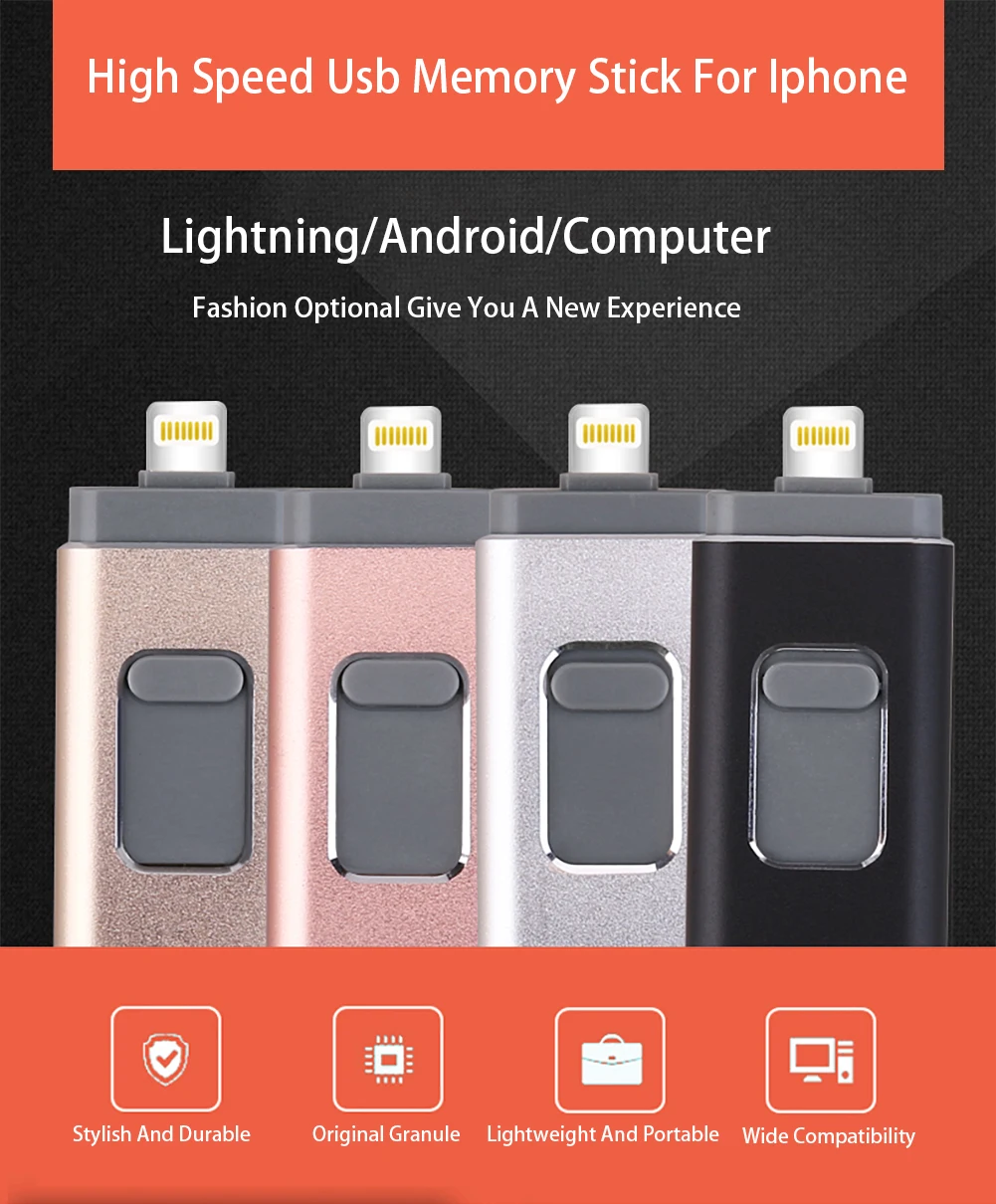 BRU Usb 3.0 флешка для Iphone Ipad lightning Android, смартфон, планшет, ПК, флешки 8 ГБ 16 ГБ 32 ГБ 64 ГБ 128 ГБ 256 ГБ Usb флэшка