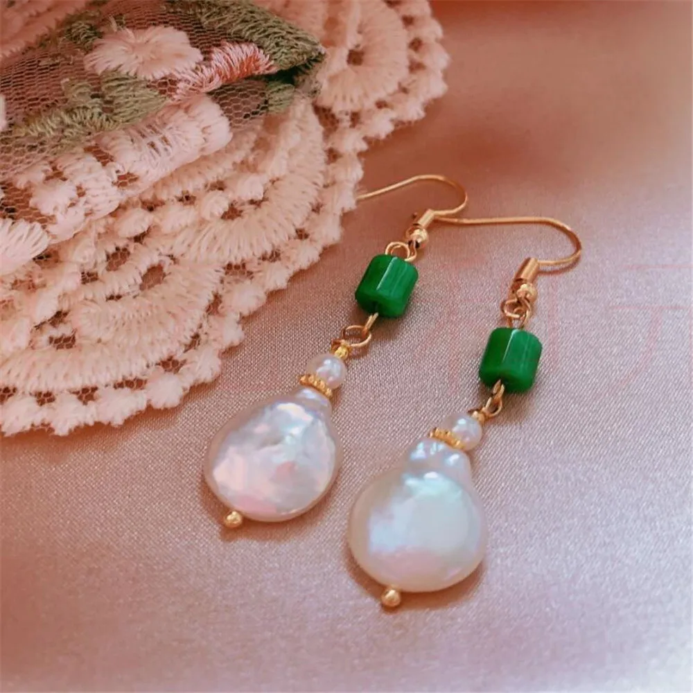 

Elegant Natural jadeite Pearl Earrings Ping buckle 18KGP Cultured CARNIVAL Aquaculture Fashion Accessories Diy FOOL'S DAY