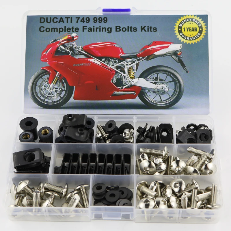 

Подходит для Ducati 749 99, аксессуары для обтекателей мотоцикла, полный комплект болтов для обтекателя, шайба кузова, скоростная гайка, сталь