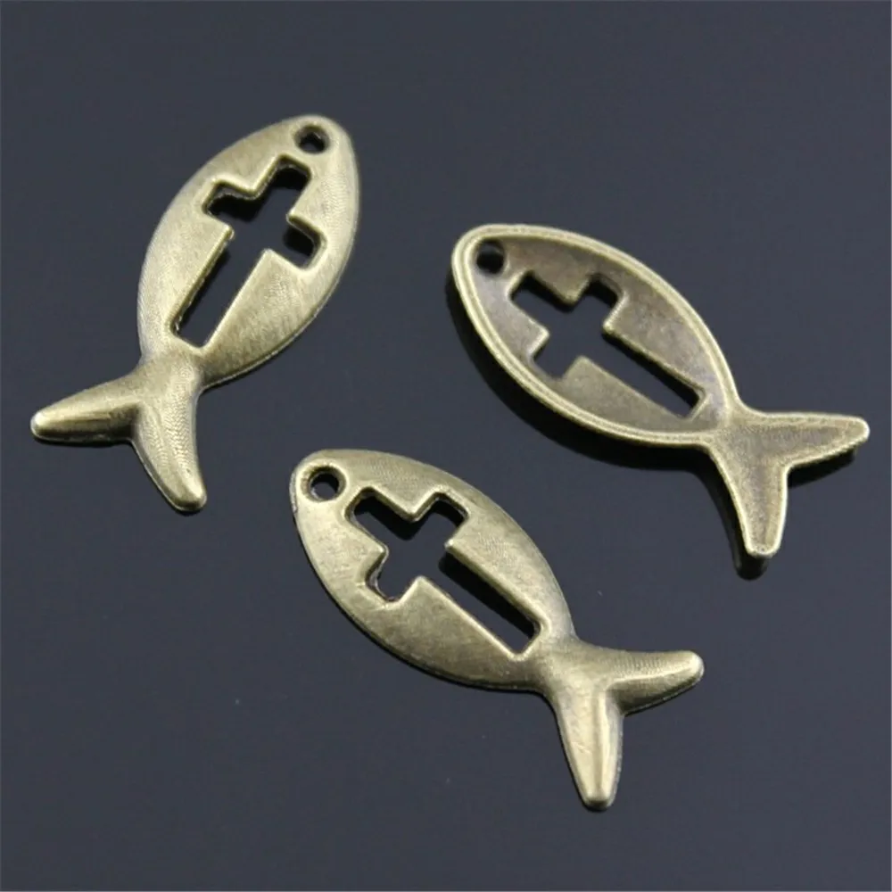 30 шт. Очаровательные Подвески в виде Иисуса рыбы 2 вида цветов Креста для