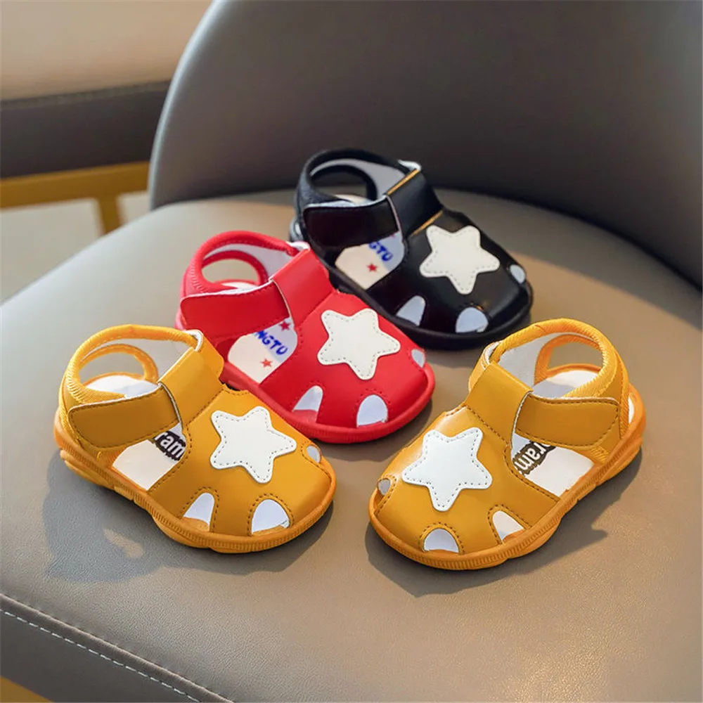 

Summer Baby Cute Sandals Kids Boys Girls Casual Shoes Sound Soft Leather Beach Toddler Bottom Summer Shoes Gilrs Boys 0-3 Year