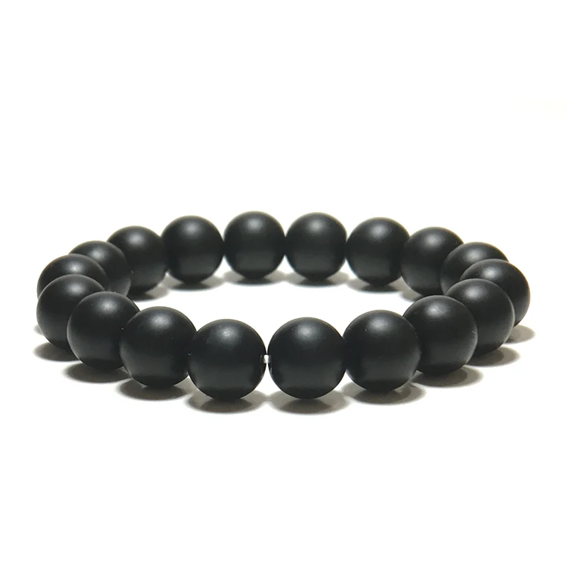 Noter Natural Matte Bracelet Stone Men 4mm 6mm 8mm 10mm 12mm Round Onyx Beaded Braslet Male Accessories Pulseira Husband Gift