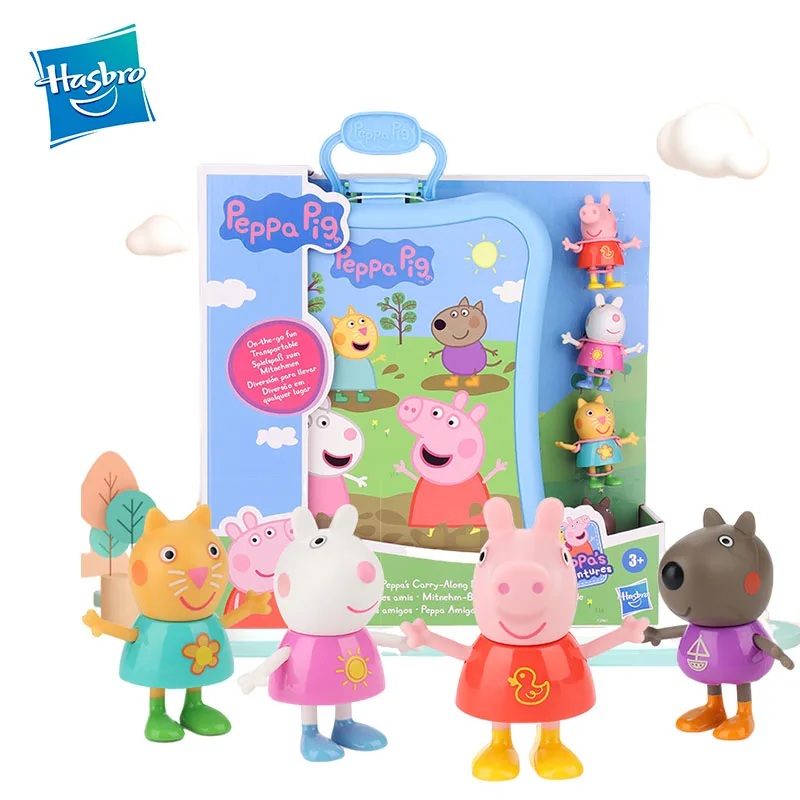 

Hasbro Peppa Pig Peppa's Adventures Suzy Sheep Candy Cat Danny Dog Kawaii Friends Carrying Case Portable Set Decor Gift Kids Toy