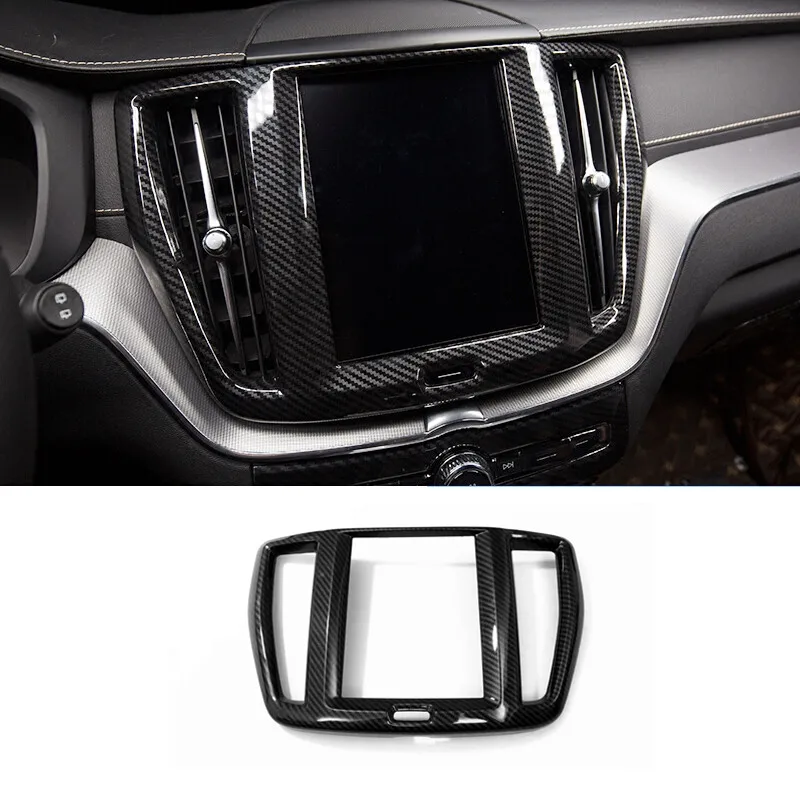 

For Volvo XC60 2018 2019 Accessories Car Navigation Panel Decoration Cover Trim ABS Carbon fibre Auto Interior Styling Sticker