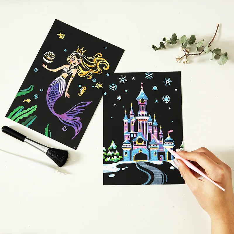 

4pcs/Set Magic Colorful Drawing Toy Fashion Scraping Painting For Kids Creative Animal Series Painting Graffiti Toys