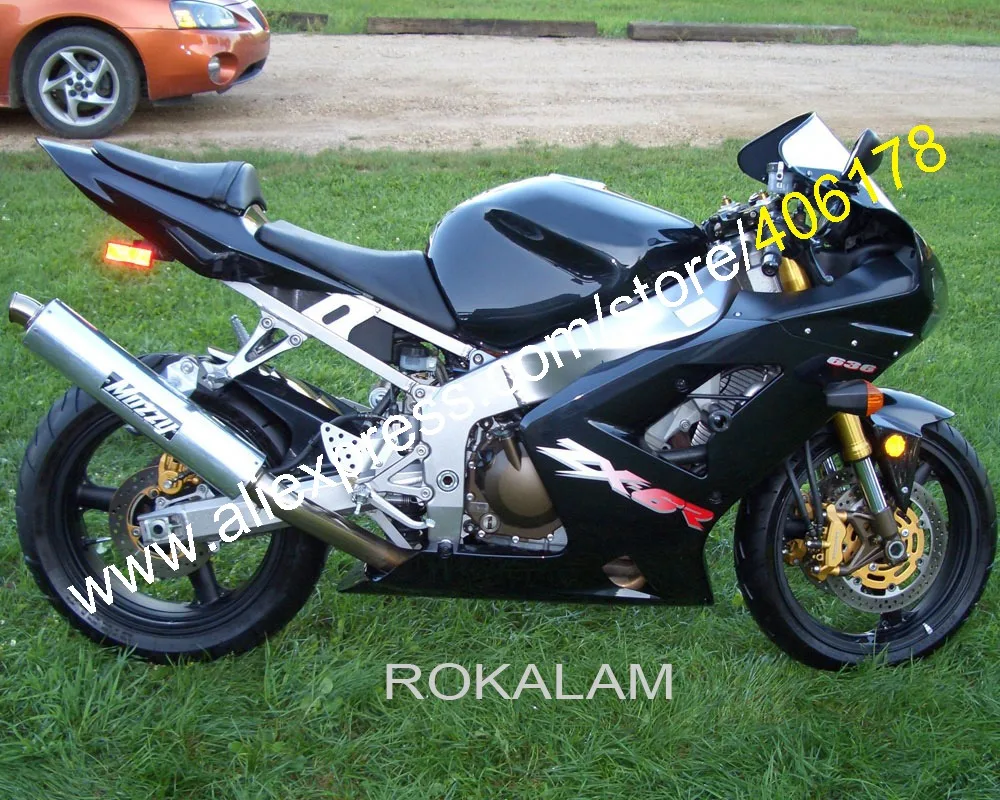 Полностью черный обтекатель ZX6R 636 для Kawasaki Обтекатели ниндзя ZX-6R 03 04 ZX 6R 2003 2004