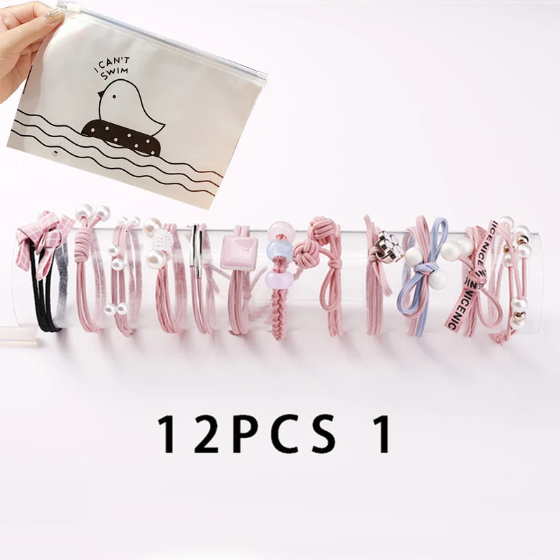 12pcs 1 8/12/16/20/25 шт. Для женщин; обычная блузка для девочек; платье с жемчужинами; резинка для волос, обтянутая тканью; трикотажные резинки для волос хвост держатель повязки для волос аксессуары для волос комплект - Цвет: 12pcs 1