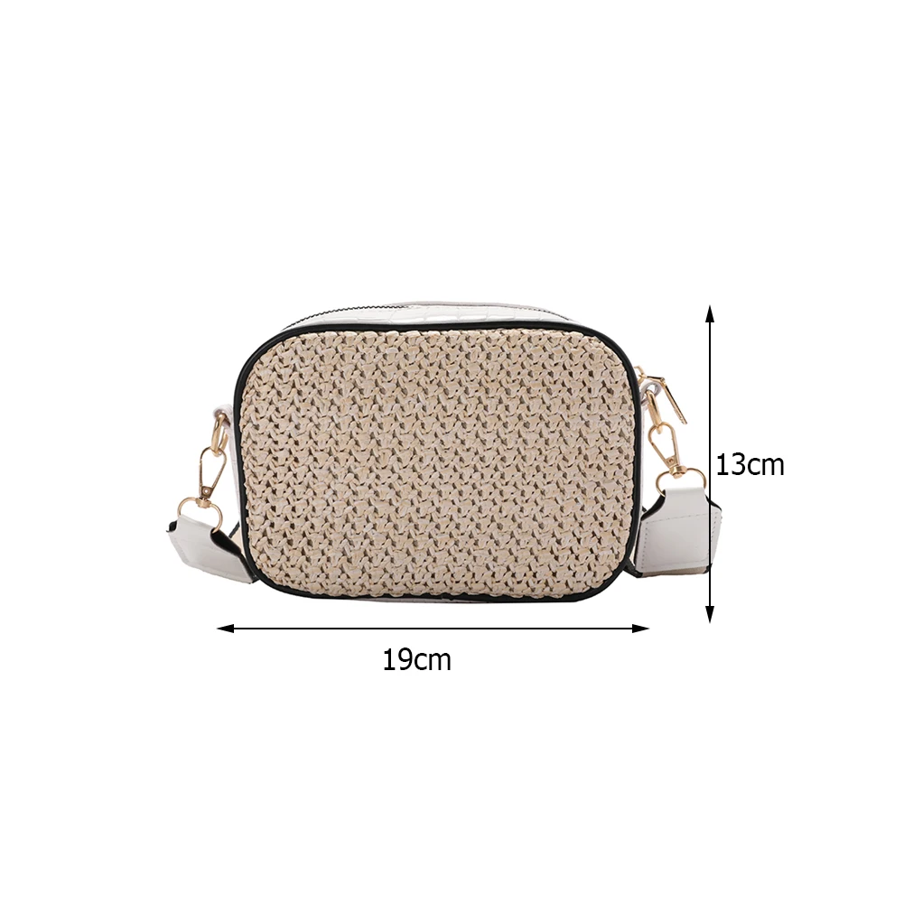 

Women Summer Beach Phone Bags 2021 Trend Contrast Color Woven Straw Shoulder Crossbody Messenger Bag Ladies Handbags Mini Purse