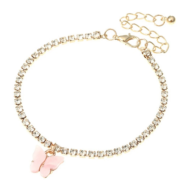 Новый кубинской бабочка браслет золотого цвета с украшением в виде кристаллов