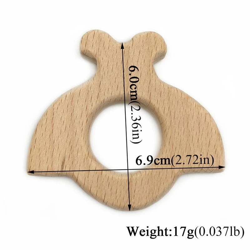 

New Organic Natural Handmade Ladybug Wooden Teether DIY Personalized Pendant Eco-Friendly Safe Baby Teether Toys Dental Care