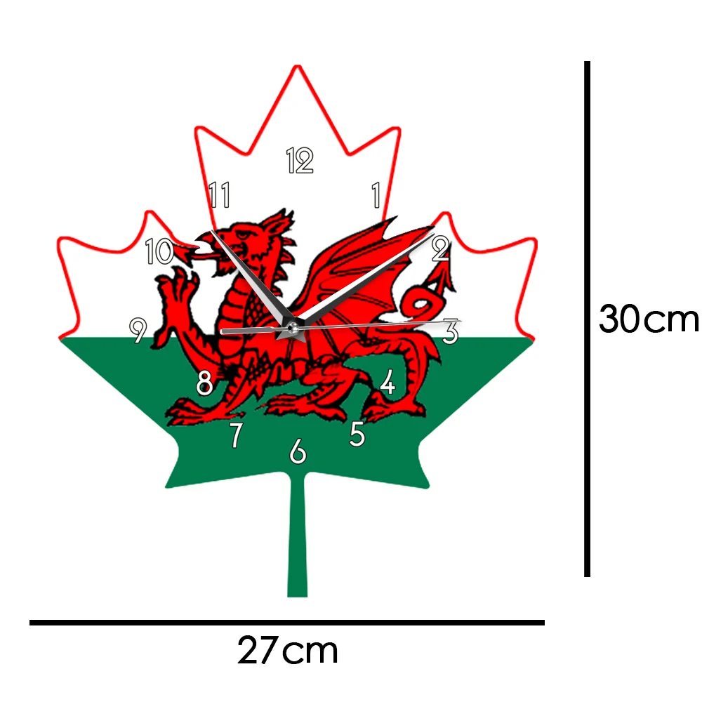 Настенные часы с флагом Уэльса шикарные украшения красным драконом на белом