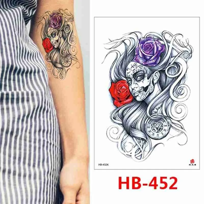

1pc Large Arm Sleeve Tattoo Lion Waterproof Temporary Skull Sticker Women Men Totem Full Tatto Tatoo F7O6