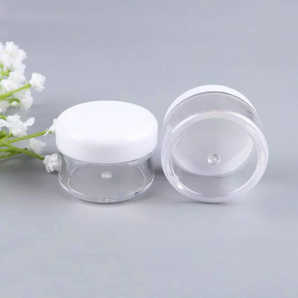 

20pcs 10g/15g/20g Empty Plastic Clear Travel Cosmetic Jar Container White Lid Lotion Bottle Vials Face Cream Sample Pot Gel Box