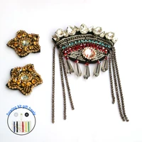 fashion tassel eye rhinestone beaded patches for clothing diy sew on patch embroidered applique star sequins parches