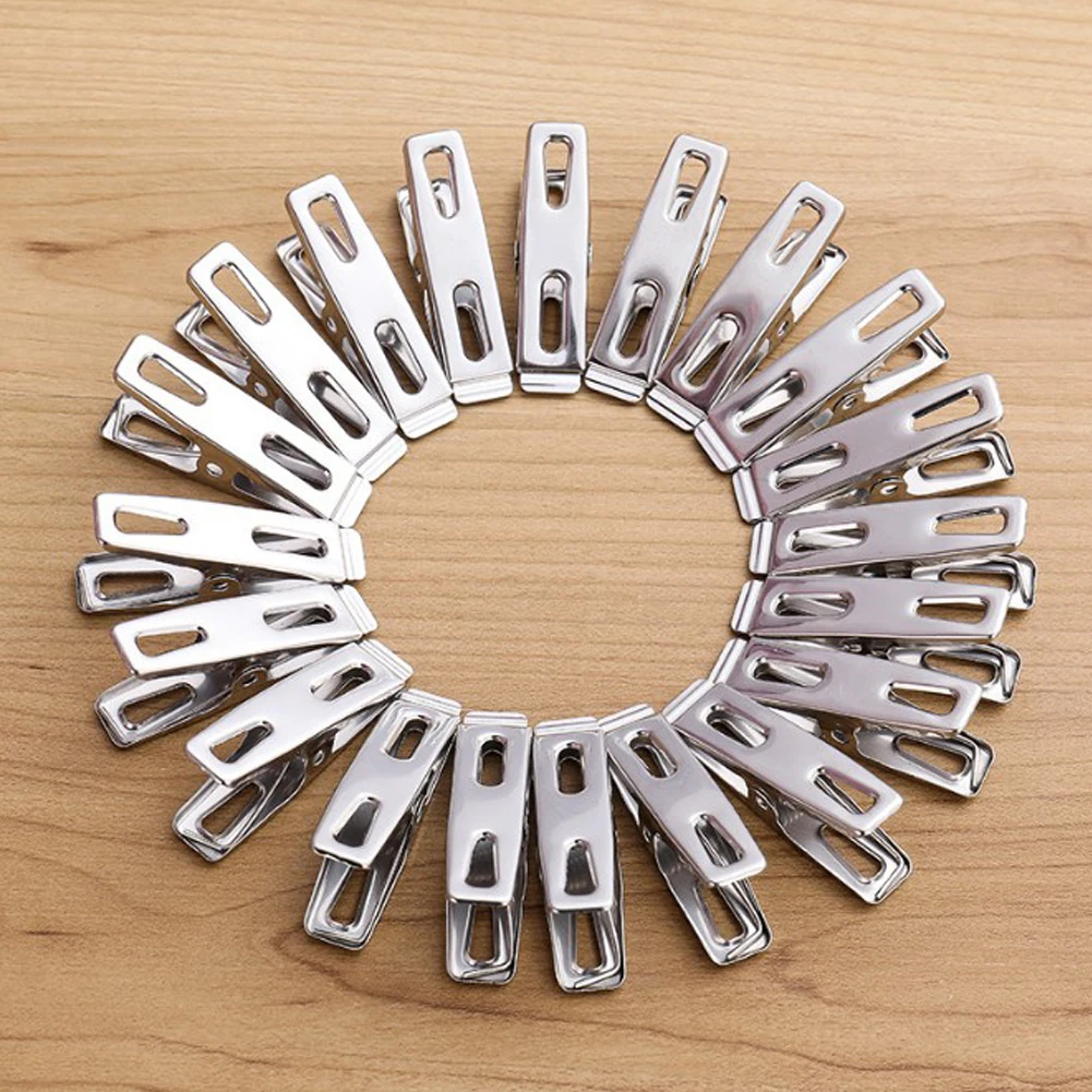 

40pcs Clothes Pins Antiskid Stainless Steel Windproof Clothes Drying Hanger Clothespins Clothes Clips Clothes Pegs Photo Clips