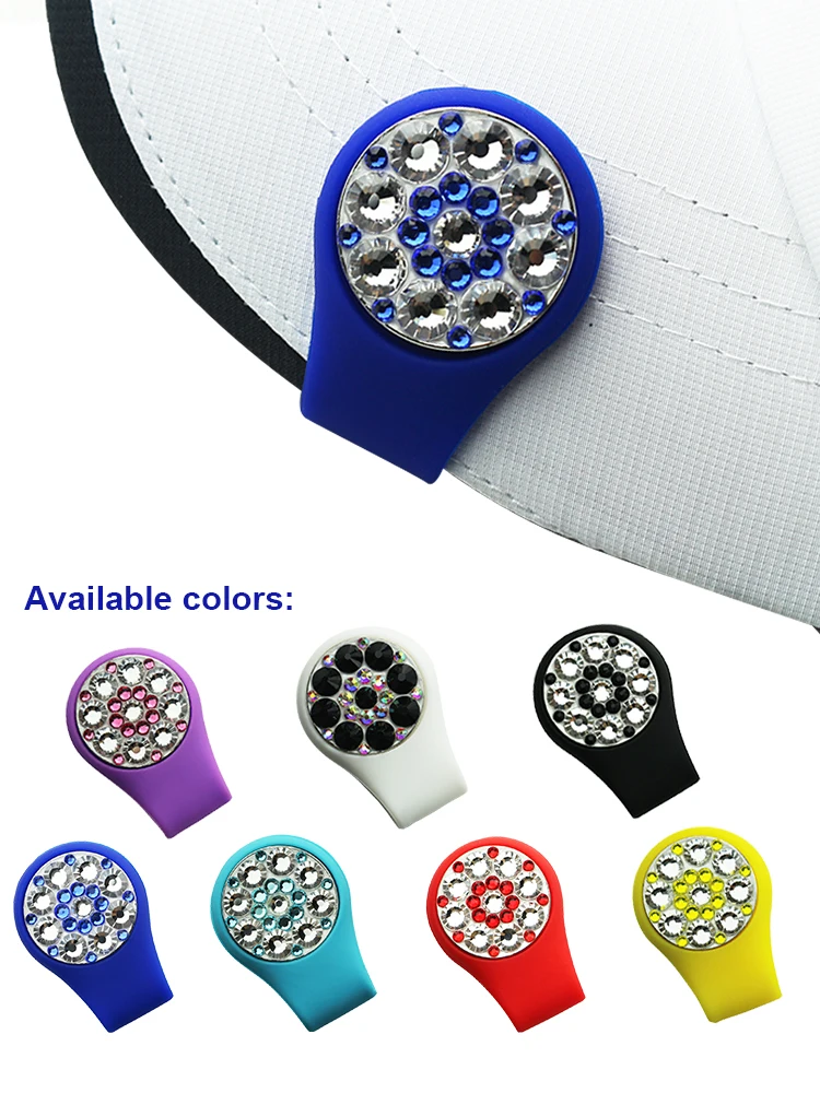Crystal Golf Ball Marker Наборы клипов для шляп для гольфа 1 шт. Маркер для гольфа и 1 шт. Силиконовые клипсы для гольф-клюшек Лучшие подарки для женщин-гольфистов