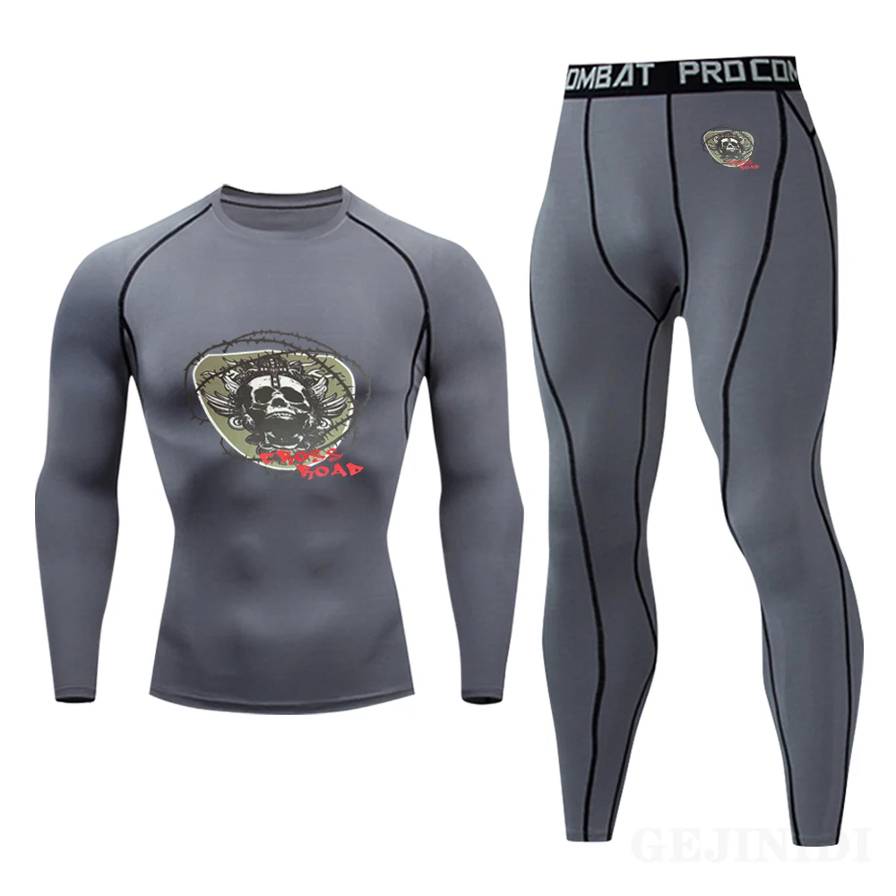 

Men's Running Fitness Training Suit Quick-Drying Breathable Trendy Printing Sports Two-Piece Ski And Cycling Thermal Underwear