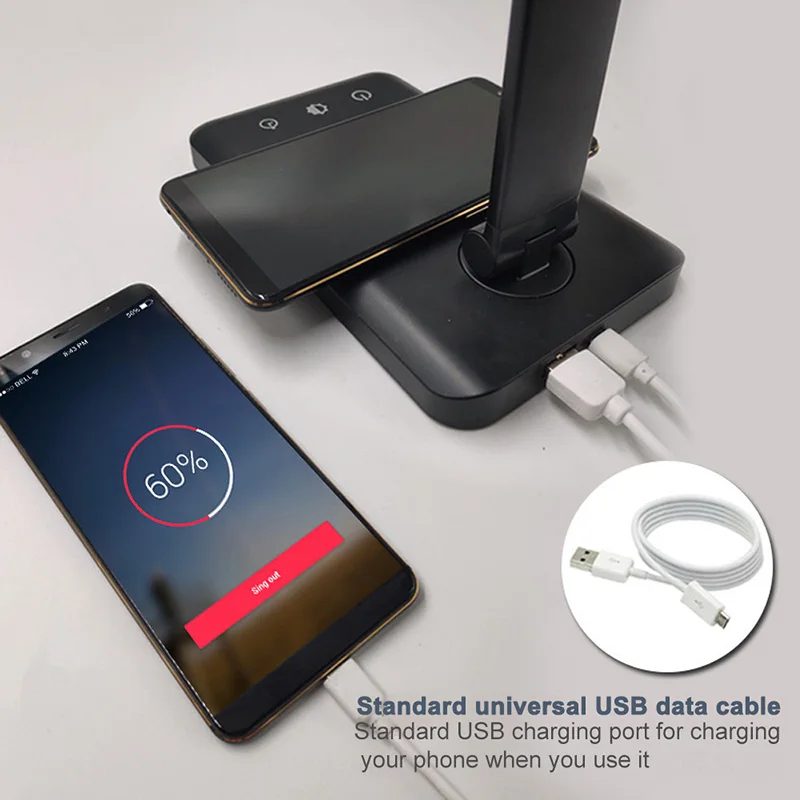 Eye Protect LED Desk Lamp Folding Touching 3/5 Dimming USB Reading Table Wireless Charging For Mobile Charge | Лампы и освещение