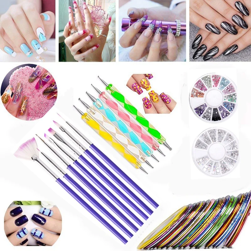 

11Pcs/Set DIY Nail Art Tools Crystal Beads Picker Dotting Pen Professional Manicure Multicolor Nail Brush Polishing Painting Pen
