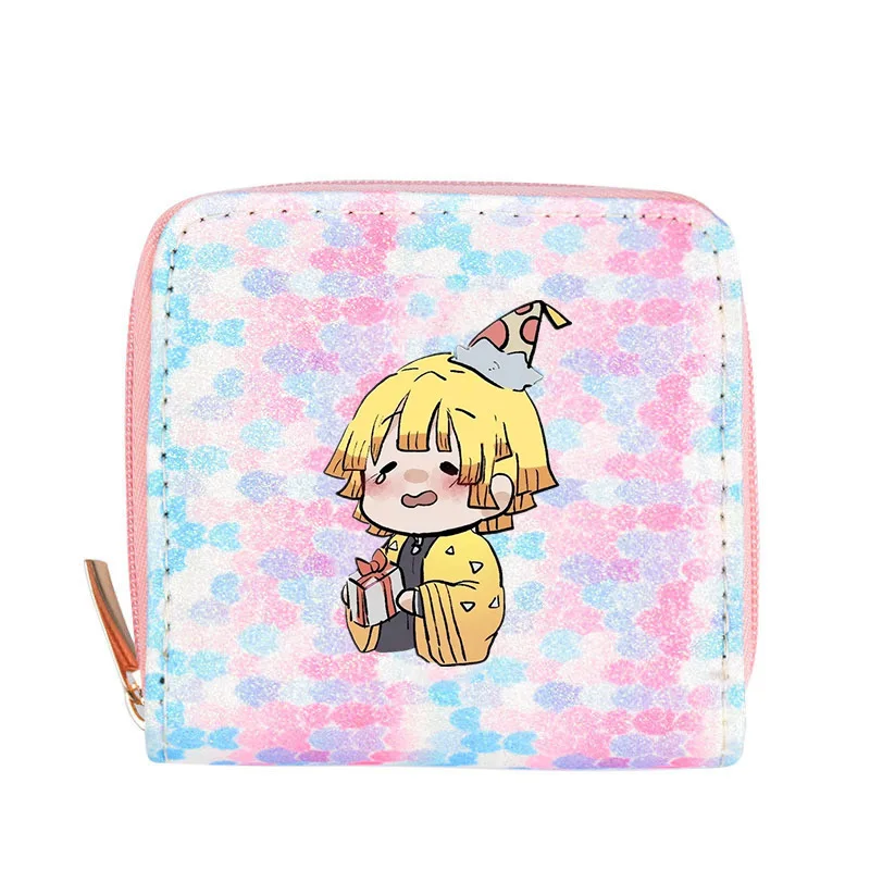 

Anime Demon slayer gradient color wallet zipper storage bag cute coin key case storage small bag gift