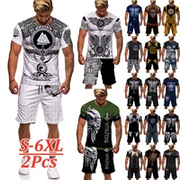 2021 new nordic mythology 3d printing t shirt high quality mens top oversized loose t shirt sports mens shorts suit beach pant