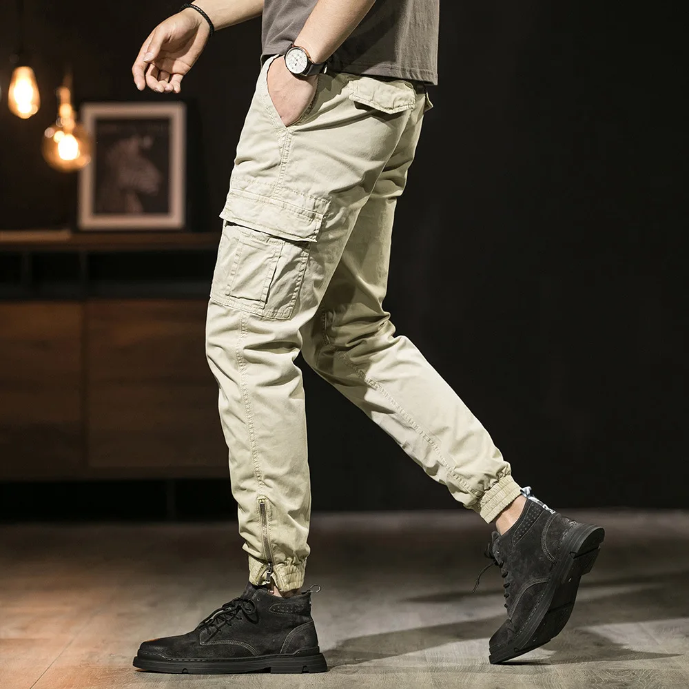 

Korean Style Fashion Men Jeans Big Pocket Slim Casual Cargo Pants Men Overalls Bottom Zipper Designer Streetwear Hip Hop Joggers